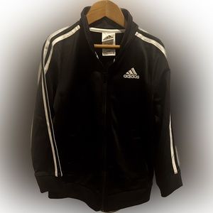 ADIDAS BOYS TRACK SOCCER JACKET BLACK/ WHITE